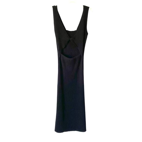 Amadi Anthropologie NWTs Black Knit Midi Ribbed Dress size large - Picture 8 of 10